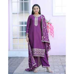 Conjunto de traje de fiesta para mujer de diseñador con Secuencia bordada y piedra trabajada - Product Image 2