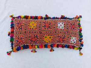 Hand Embroidered Boho Lumbar <b>Cushion</b> <b>Cover</b> vintage - Product Image 1