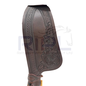 Sillín de cuero inglés occidental hecho a mano con asiento acolchado, tapetes florales tallados para montar a caballo, brida de plástico, listo para enviar. - Product Image 6