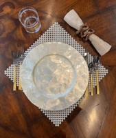 Assiette de service décorative ronde en nacre de luxe, blanche, pour mariage, décoration de table, vente en gros
