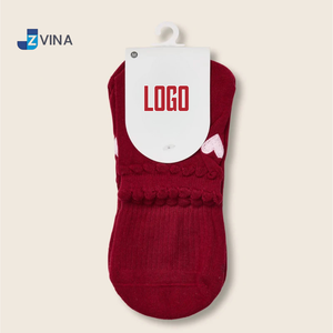 Chaussettes de Pilates pour jeunes avec logo personnalisé, couleur bordeaux, grip bidirectionnel, antidérapantes pour femmes, yoga, barre, usage quotidien, design gratuit, 100% coton - Product Image 1