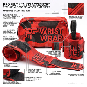 Bandes de compression élastiques en nylon personnalisées pour poignets, motif camouflage rouge, pour haltérophilie, entraînement en salle, powerlifting et fitness - Product Image 2