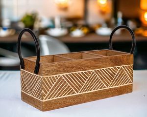 Elegant Metal Cutlery Holder Kitchen Utensil Organizer <b>Tabletop</b> <b>Storage</b> Basket - Product Image 2