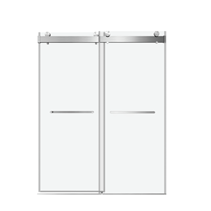 Doppia porta scorrevole doccia senza cornice con pista in nichel spazzolato 23 d02p008bn - Product Image 4