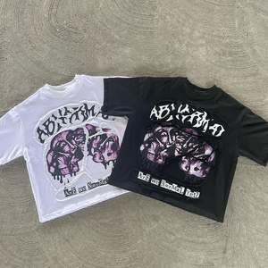 T-shirts courts en coton tricoté 100% avec bordure contrastée pour hommes, grandes tailles, impression personnalisée, qualité supérieure, coupe classique, col en V - Product Image 5