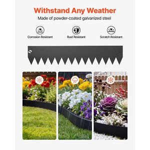 Bordatura per Giardino in Acciaio Zincato, Confezione da 6, 40 x 8 Pollici, con 6 Clip di Montaggio, Metallo Pieghevole per Paesaggistica e Terrazze - Product Image 2
