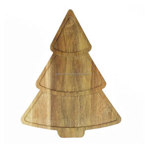 Plateau de service en bois de style moderne Plateau en métal en forme d'arbre de Noël élégant pour servir des fruits Taille personnalisée et décorative - Product Image 2