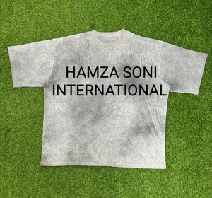 T-shirt pour homme à col rond et manches courtes, tie-dye, coupe ample, 100% coton, tricoté, couleur unie gris, personnalisé - Product Image 2