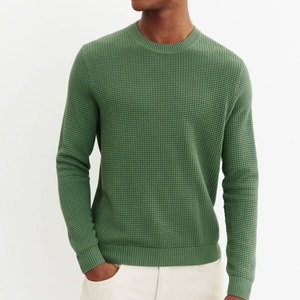 Haut en tricot gaufré respirant pour homme, chemise légère texturée à manches longues, vêtement décontracté basique, tissu doux, coupe classique, usage quotidien - Product Image 1