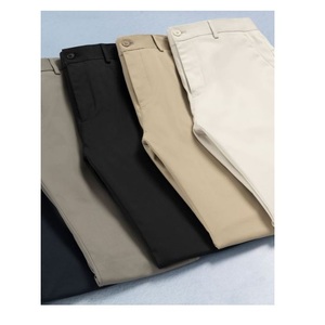 Pantalones Chinos de Lona de Poliéster/Algodón, Nuevos, de Marca, Corte Slim Recto, Frente Plano, Cintura Alta, Transpirables, para Hombre - Product Image 3