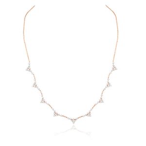 Collier pendentif de luxe en or rose 14 carats avec triple halo de diamants marquise, bijoux fins et délicats pour femme, cadeau d'anniversaire ou de mariage, certifié IGI - Product Image 1