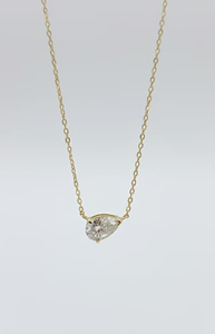 Collar con Colgante de Circonita Cúbica en Forma de Gota de Agua, Chapado en Oro de 18K, Estilo Minimalista, Cadena de Caja para Uso Diario, Joyería para Mujer - Product Image 3