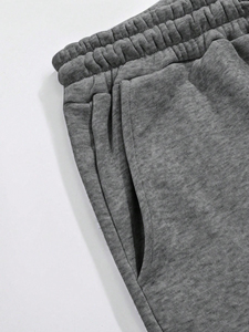 Men's Casual Sweatpants Midweight Drawstring <b>Elastic</b> <b>Waist</b> <b>Trousers</b> <b>with</b> Side Pockets Autumn Solid Grey Knitted Joggers - Product Image 5
