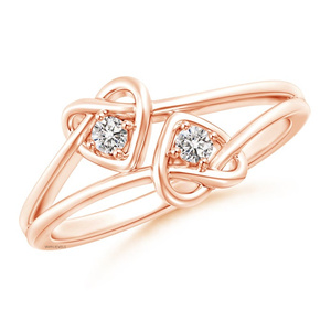 Anillo de Dos Piedras con Nudo Infinito y Diamante Cultivado en Laboratorio de Corte Redondo en Oro de 10K/14K/18K, Plata de Ley y Baño de Rodio para Fiesta de Compromiso - Product Image 2