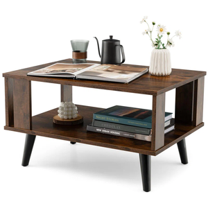 Modern Luxury 2-Tier Coffee <b>Table</b> Stylish Wood Grain Design Wholesale Wooden Panel Home Furniture for Living Rooms & Offices - Product Image 2