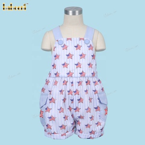 Conjuntos de Ropa para Bebés Niños, Tejidos en 100% Algodón, Color Azul Burbuja, con Diseño de Estrella de la Bandera de EE. UU., OEM ODM, Bordado a Mano Personalizado, Otoño - Product Image 2