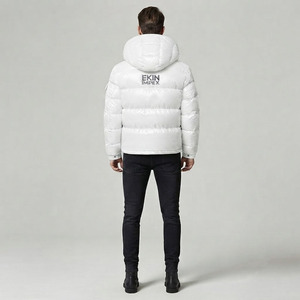 2026 Trending Pearl <b>White</b> Shiny Nylon Puffer <b>Jacket</b> Women <b>Men</b> Winter Thick Hooded Down Parka Coat Custom Logo OEM ODM Manufactur - Product Image 4