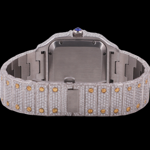 Reloj de Cuarzo para Hombre con Correa de Acero Inoxidable, Alta Calidad, Diamantes Moissanite VVS, Estilo Hip Hop, Caja Cuadrada - Product Image 4