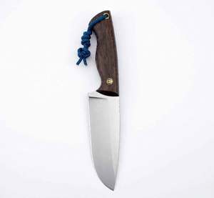 Handcrafted Stainless Steel Broad Utility <b>Knife</b> Dark Hardwood Handle Blue Lanyard <b>Craft</b> Tool - Product Image 4