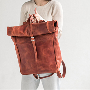 Rugged Buffalo Leather <b>Roll</b> Top Rucksack Outdoor Adventure Laptop Bag Manufacturer Direct Supply LTBP-0209 - Product Image 1