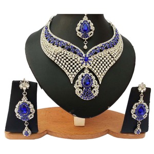 Vintage <b>Silver</b> Plated Crystal <b>Necklace</b> Set With Purple Rhinestones Women's Wedding Bridal Jewelry - Product Image 1