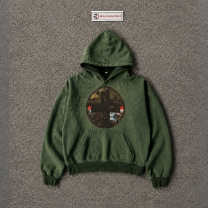 Sudadera con Capucha Oversize de Alta Calidad para Hombre, Verde Lavado, de Algodón French Terry, con Estampado y Bolsillo Delantero, Ajuste Regular, Estilo Urbano - Product Image 5
