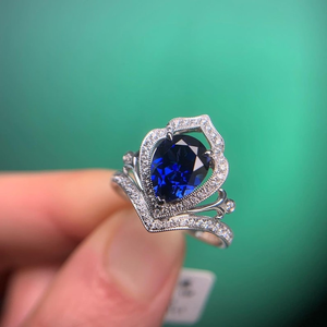 Anillo de Zafiro Azul Deslumbrante con Halo de Diamantes en Forma de Pera, Plata de Ley, Joyería para Fiestas, Regalo de Cumpleaños, Anillo Elegante para Mujer - Product Image 2