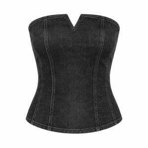 Camisa casual de mujer de alta calidad con estampado de corte ajustado estilo urbano de tela de algodón, precio al por mayor. Vestido vaquero tipo tubo sexy al por mayor. - Product Image 2