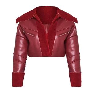 Chaquetas de cuero PU de alta calidad para mujer primavera otoño sólido cuello levantado personalizado buena calidad chaqueta de moda para mujer - Product Image 3