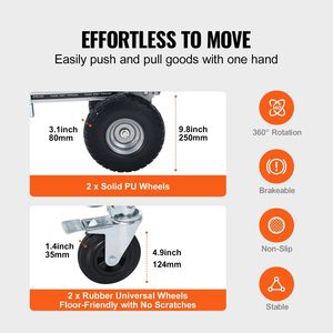 Carrello Pieghevole 2-in-1 in Alluminio, Capacità 450 Kg, Carrello Industriale Resistente con Ruote in Gomma, 100% Fatto a Mano - Product Image 3