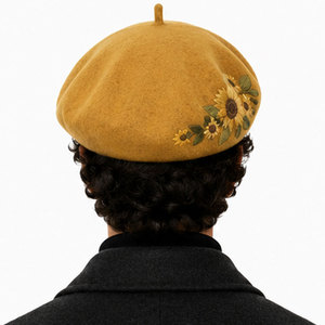 Premium Merino Wool Felt <b>Beret</b> Hat with Lightweight Design Unisex Adjustable Refined Embroidery for Winter Outdoor Use - Product Image 6