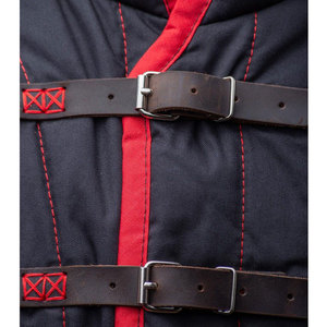 Black Red Quilted Gambeson Medieval Padded Jacket Reenactment Costume Leather Buckle Cotton Protective Gear - Product Image 5