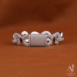 AARVA JEWELS 925 <b>Silver</b> Rhodium Plated Moissanite Chain <b>Bracelet</b> Women's Luxury Geometric Link <b>Bangles</b> Micro Pave Marquise Cut - Product Image 3