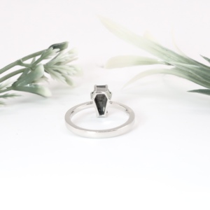 Classic White Gold Coffin Cut Black Simulated Diamond <b>Ring</b> Gothic Solitaire <b>Plain</b> Wedding Band Fine Jewelry Women - Product Image 2
