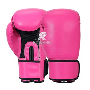 Gants de boxe professionnels personnalisés en cuir noir avec fermeture auto-agrippante rouge en EVA antidérapante, légers, synthétiques, pour arts martiaux - Product Image 1