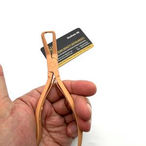 Pince à micro-perles brun clair nude en acier inoxydable pour extensions capillaires, outil de coiffure personnalisé avec logo - Product Image 3