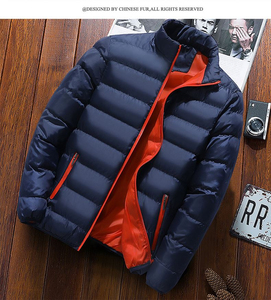 Custom Wholesale Men <b>Winter</b> Puffer Jacket Black Stand Collar Red Lining Warm Outwear <b>Thick</b> Padded Heavyweight Down <b>Coat</b> Supplier - Product Image 6