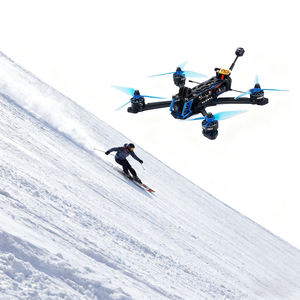 Drone à cadre en fibre de carbone avec absorption des chocs pour un vol fluide, système FPV avec portée de 10 km, lunettes et faible latence de 28 ms - Product Image 2