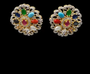 Multicolor Designer <b>Statement</b> <b>Necklace</b> Set Silver Finish Royal Zircon Jewelry for Weddings and Parties Gift - Product Image 2