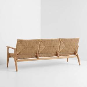 Fauteuil de salon 3 places en teck massif tressé, design tropical moderne, mobilier pour hôtel et villa, vente en gros, fabriqué en Indonésie - Product Image 3