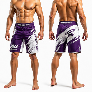 NEW MMA Fight <b>Shorts</b> <b>Men</b> <b>Black</b> Purple White Sublimation Print Moisture Wicking Athletic Wear Mixed Martial Arts Sports Apparel - Product Image 6