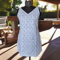 Meilleur Prix – Nouvelle Robe de Plage Mini Tunique Élégante et Douce en Coton Floral Écologique à Col en V Sans Manches pour Femme, Imprimée à la Main