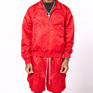 Custom Streetwear <b>Patch</b> Embroidery Logo Windbreaker and Shorts Set Heavyweight Nylon Polyester Tracksuit for Men - Product Image 1