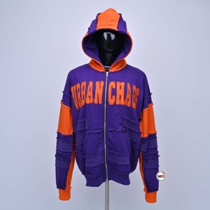 Sudadera con capucha y cremallera Urban Chaos para hombre, estilo oversize, de punto, poliéster, para invierno, con estampado personalizado, transpirable - Product Image 1