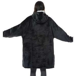 Hoodie couverture d'hiver surdimensionné avec manches, en polaire, à carreaux, pour femme, avec poches - Product Image 4