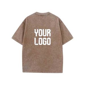 เสื้อยืดโอเวอร์ไซส์ทรงใหญ่พิเศษ ผ้าคอตตอนฟอกสีทรงบ็อกซี่ ผลิตตามสั่ง OEM - Product Image 2
