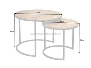 <b>Round</b> Wooden <b>Nesting</b> Coffee <b>Table</b> Set Modern Industrial <b>Round</b> Coffee <b>Tables</b> Set of 2 Wooden Top Metal Frame <b>Nesting</b> <b>Tables</b> 2026 - Product Image 5