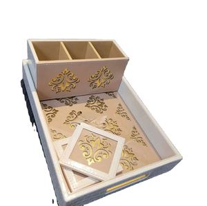 Bandeja de servicio decorativa de un solo nivel ecológica de madera de lujo con mango de Metal diseño Vintage para vajilla de sala de estar de Hotel - Product Image 1