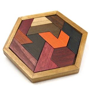 Rompecabezas Educativo de Madera Hexagonal Tangram |   Juguete de Entrenamiento Cerebral para Niños |   Precio de Fábrica al por Mayor - Product Image 2