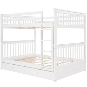 White Full Over Full Bunk Bed with Ladders and Two <b>Storage</b> <b>Drawers</b> (<b>OLD</b> SKU LT000365AAK) - Product Image 5